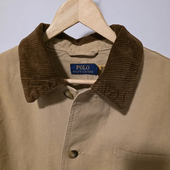NWT Polo Ralph Lauren Beige Oversize Jacket Corduroy Collar Cuff Size Medium - Picture 7 of 13